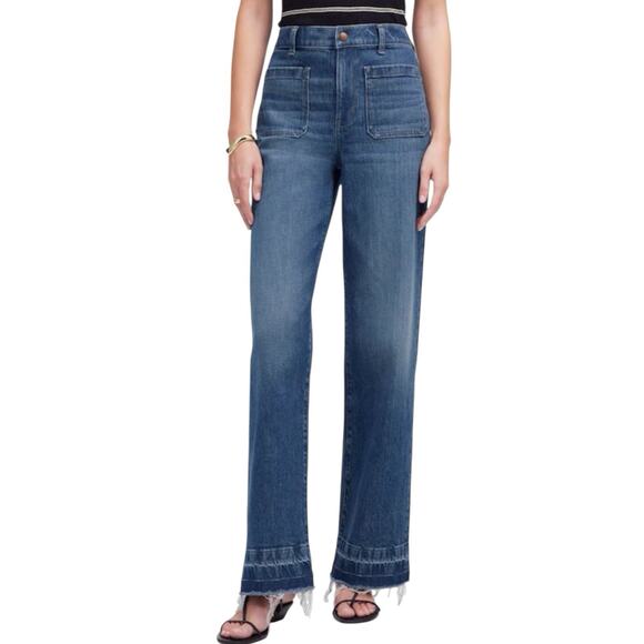 NWT Madewell Emmett Wide Leg Jeans Let Down Hem Size 28P Archbald Wash - Picture 1 of 11